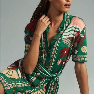 Farm Rio Green Floral Knit Dress